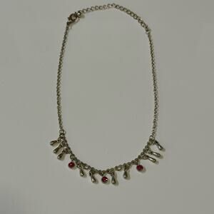 Vintage Dainty Pink & Silver Choker Necklace